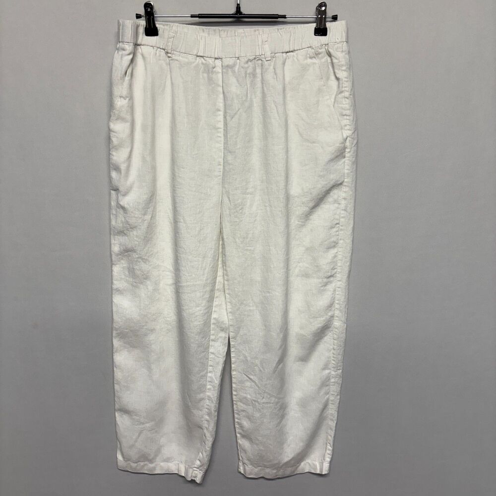 Quince Women 100% European Linen Pants Size Large White SP25 C134 -30
